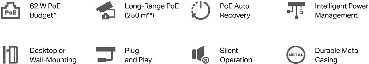 TP-Link LS108GP - 8-portový gigabitový PoE+ switch