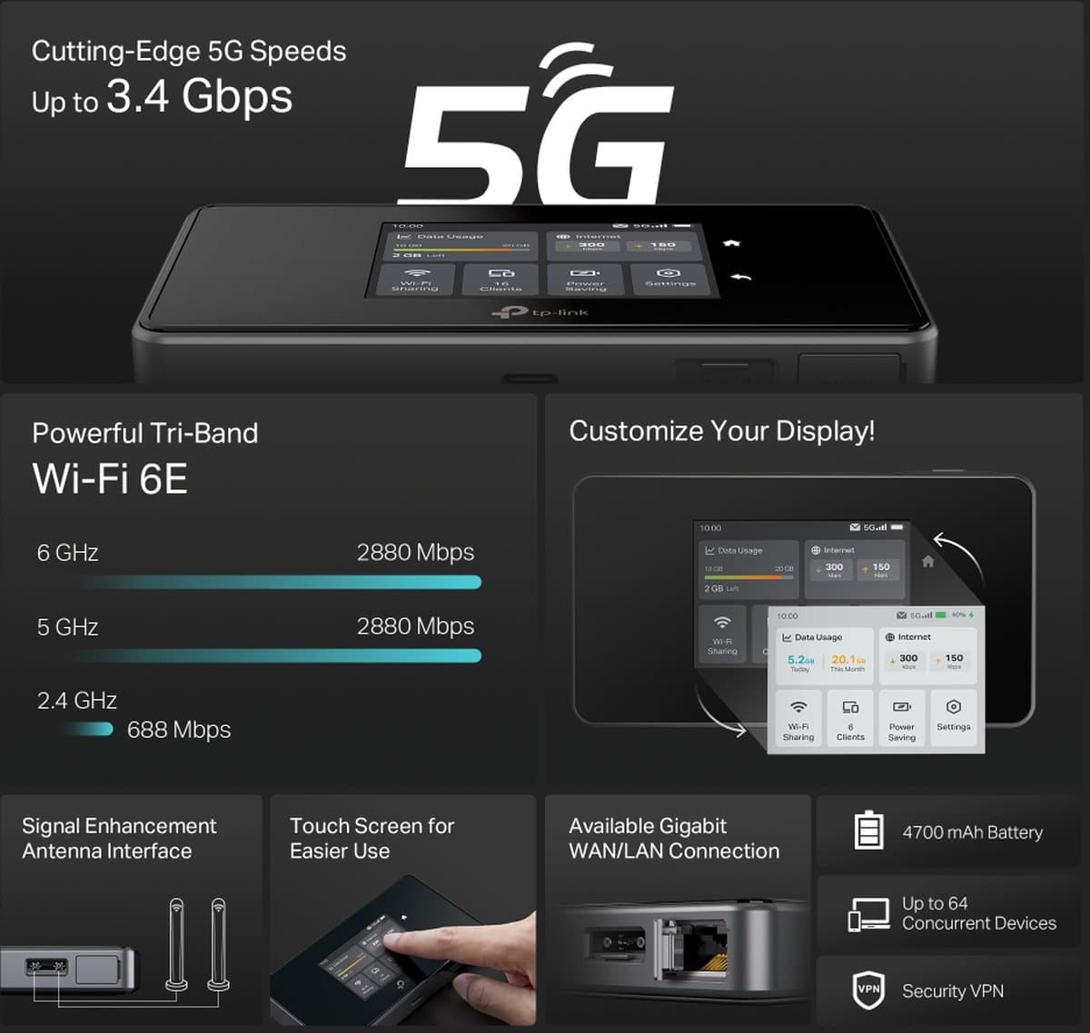 TP-Link M8550 - 5G Mobilní Wi-Fi Router