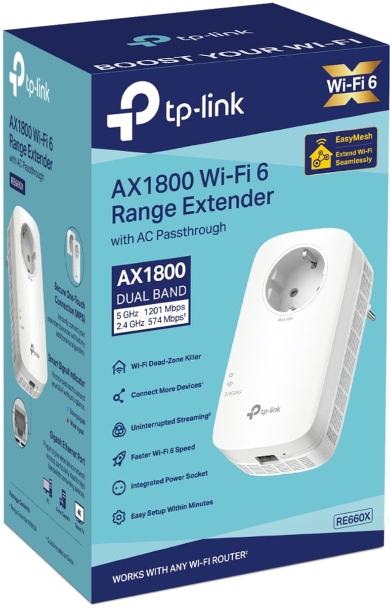 TP-Link RE660X, Dual-Band Wi-Fi 6 range extender