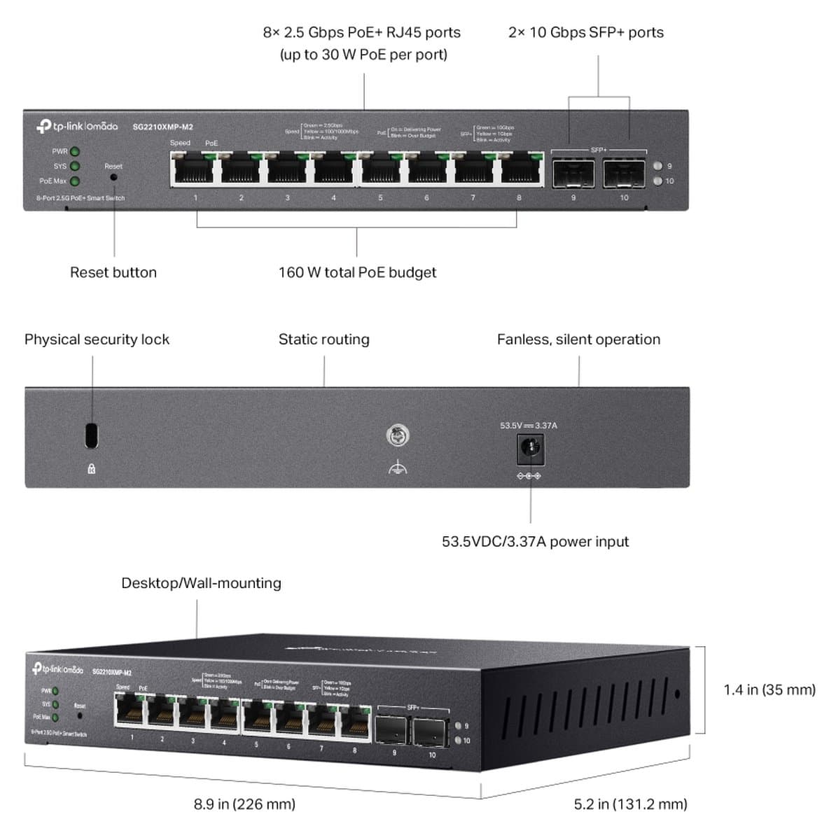 TP-Link SG2210XMP-M2 Omada PoE+ switch
