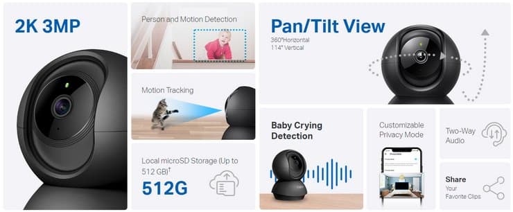 TP-Link Tapo C211 - IP kamera s naklápěním a WiFi, 3MP