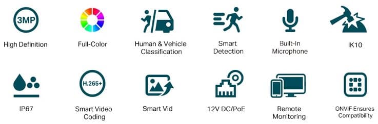 TP-Link VIGI C230(4mm) Dome kamera, 3MP, 4mm, Full-Color