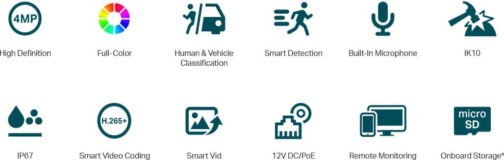 TP-Link VIGI C240(2.8mm) Dome kamera, 4MP, 2.8mm, Full-Color