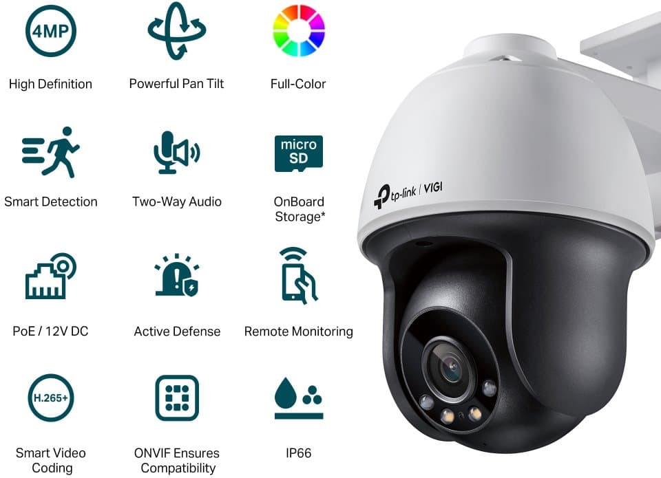 TP-Link VIGI C540(4mm) PTZ dome kamera, 4MP, 4mm, Full-Color