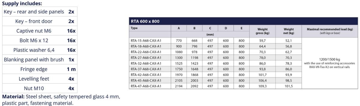 TRITON 19" stojanový rozvaděč RTA 42U/600x800