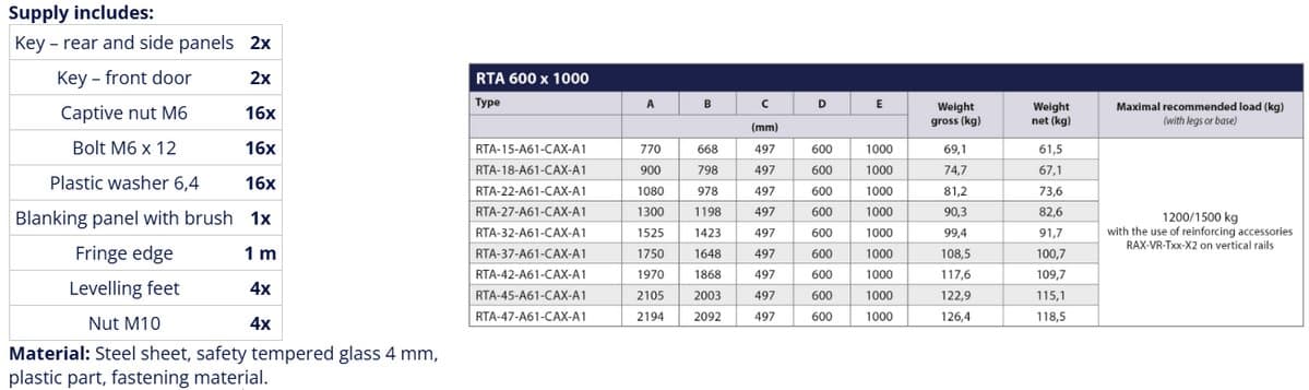 TRITON 19" stojanový rozvaděč RTA 45U/600x1000