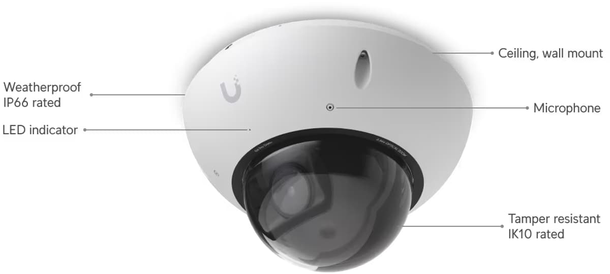 Ubiquiti G6 Pro Dome - 8MP IP Kamera, Bílá