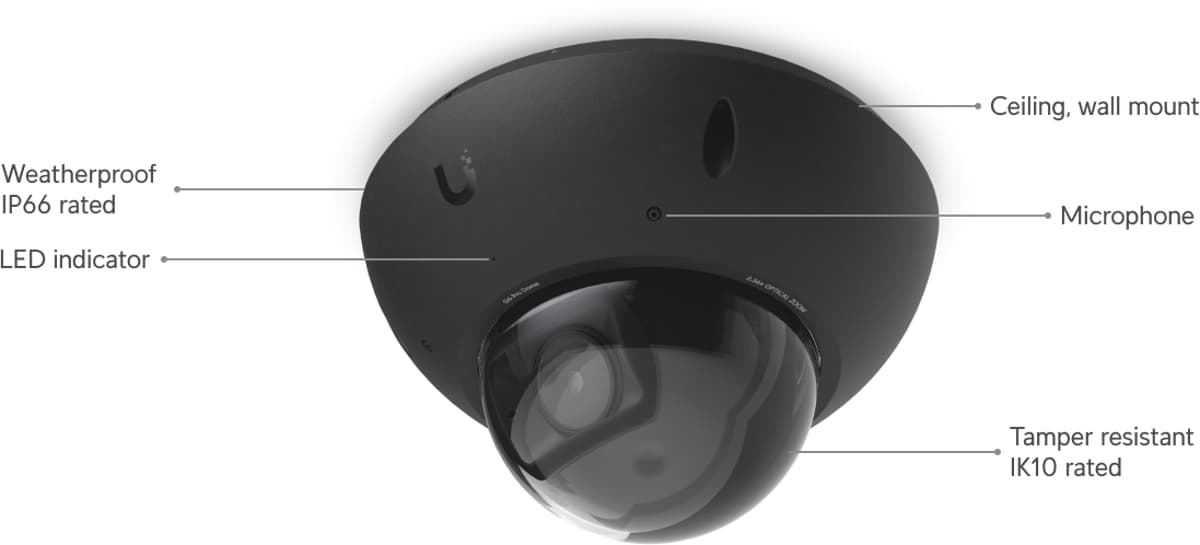 Ubiquiti G6 Pro Dome, 8MP IP kamera, černá