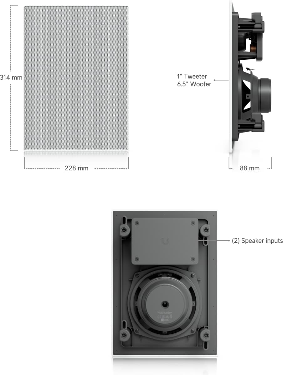 Ubiquiti UACC-In-Wall-Speaker, Vestavný reproduktor, 130W