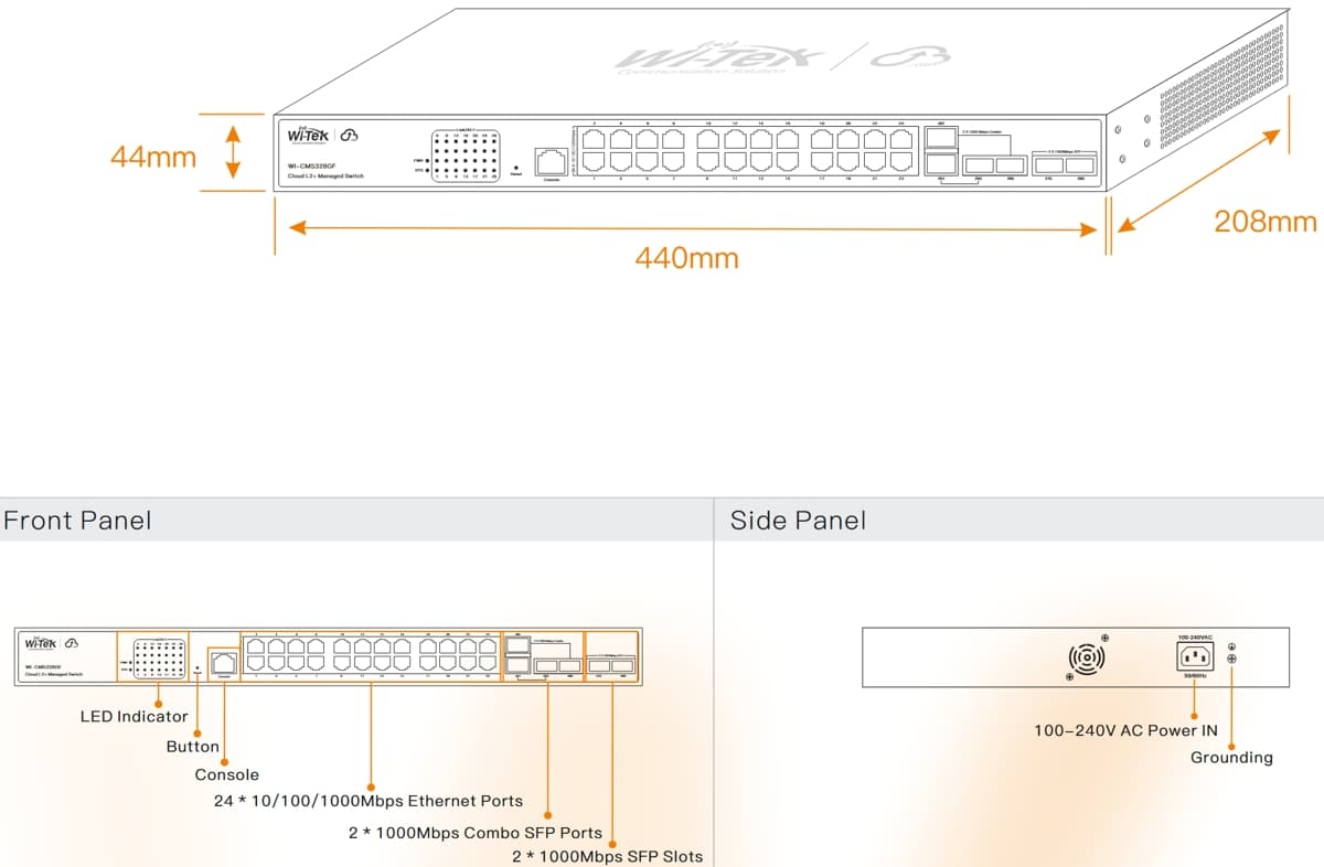 Wi-Tek WI-CMS328GF Gbit Cloud L2+ Switch