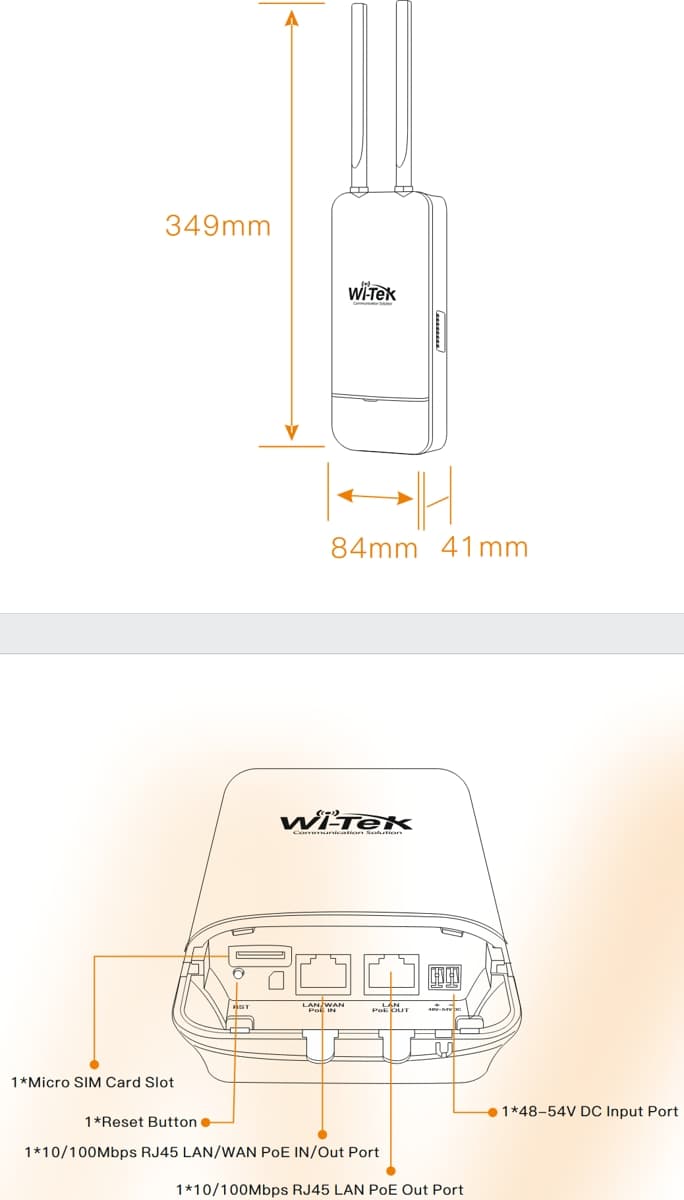 Wi-Tek WI-LTE117-O V2 Bezdrátový LTE PoE Router