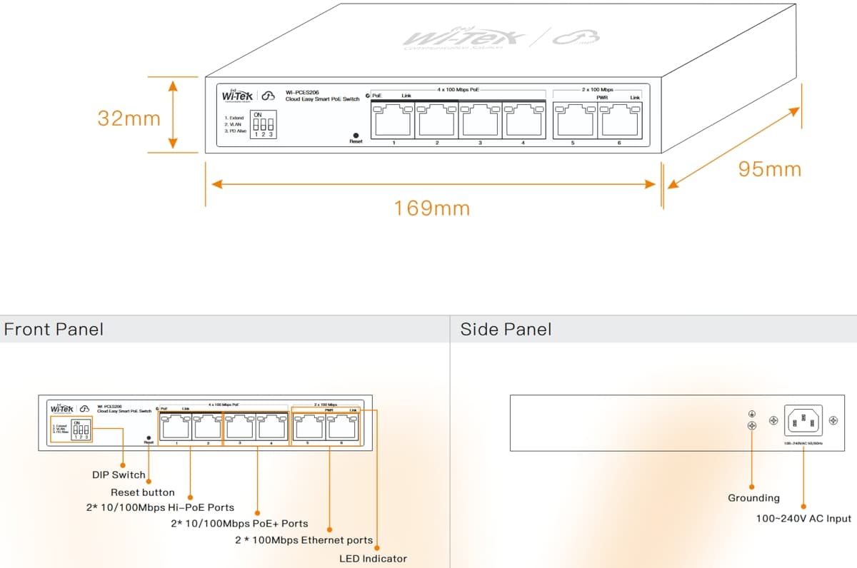 Wi-Tek WI-PCES206 Easy Smart Cloud PoE Switch
