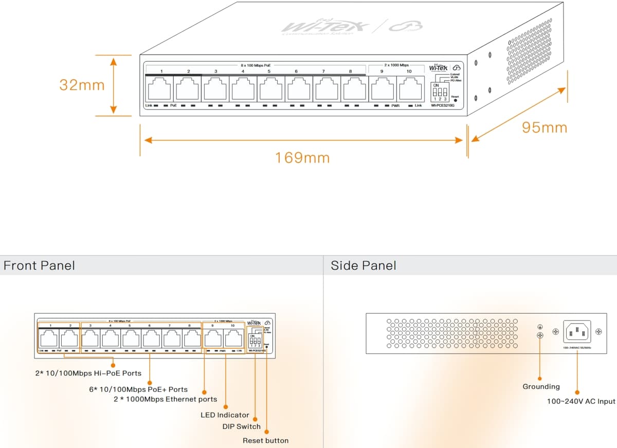 Wi-Tek WI-PCES210G Easy Smart Cloud PoE Switch