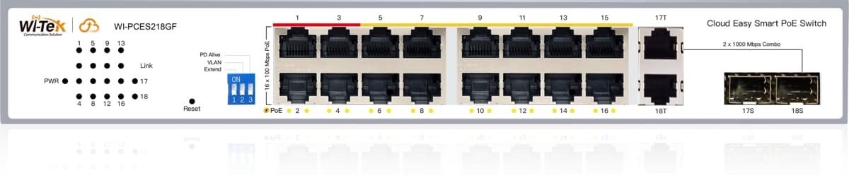 Wi-Tek WI-PCES218GF Easy Smart Cloud PoE Switch