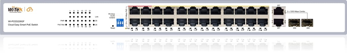 Wi-Tek WI-PCES226GF Easy Smart Cloud PoE Switch