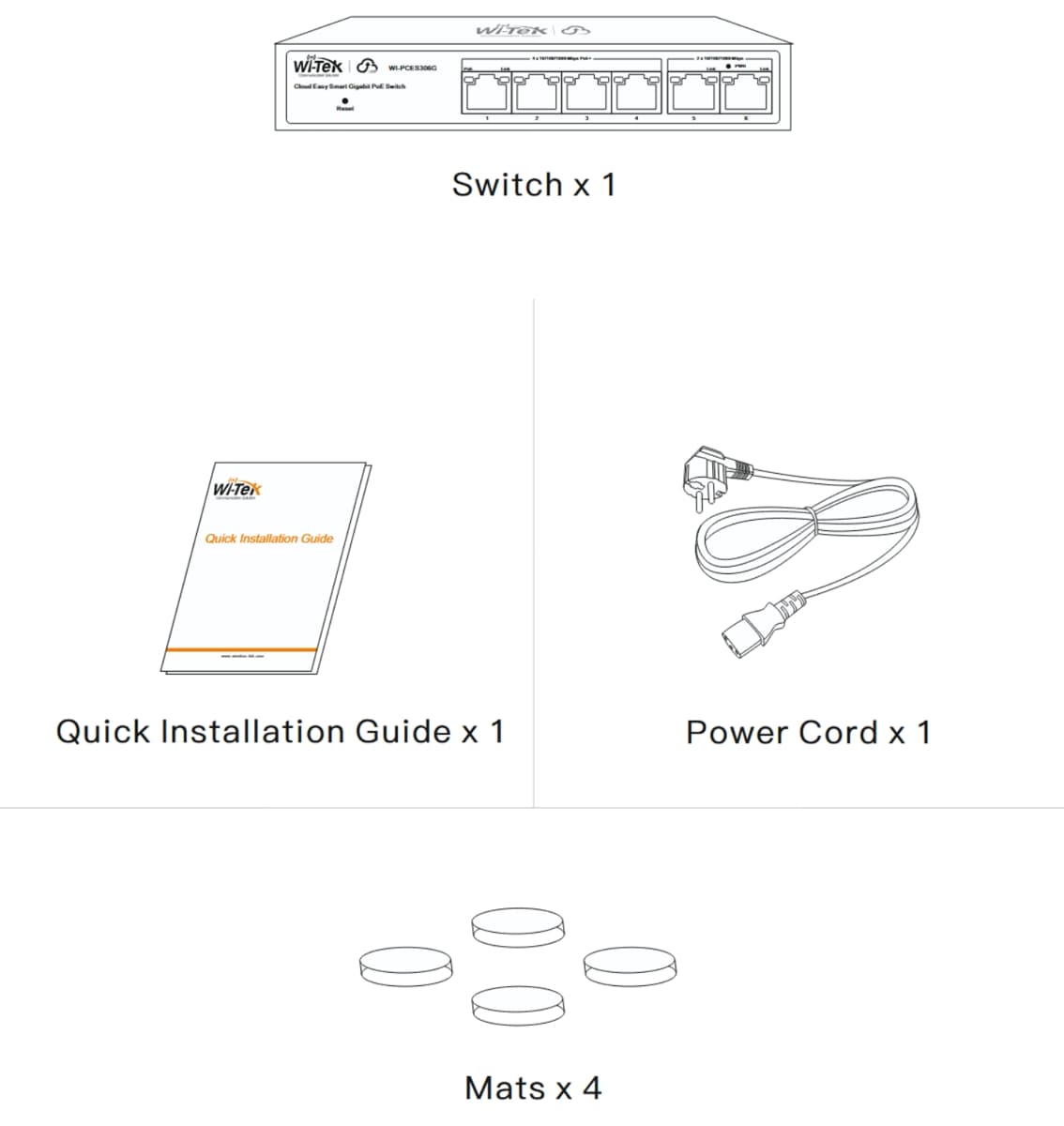 Wi-Tek WI-PCES306G V2 Gbit Easy Smart Cloud PoE Switch