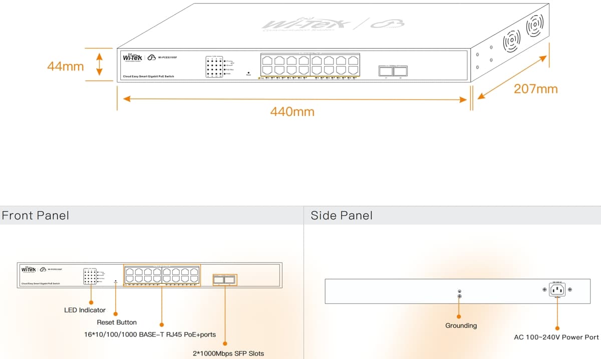 Wi-Tek WI-PCES318GF V2 Gbit Easy Smart Cloud PoE Switch