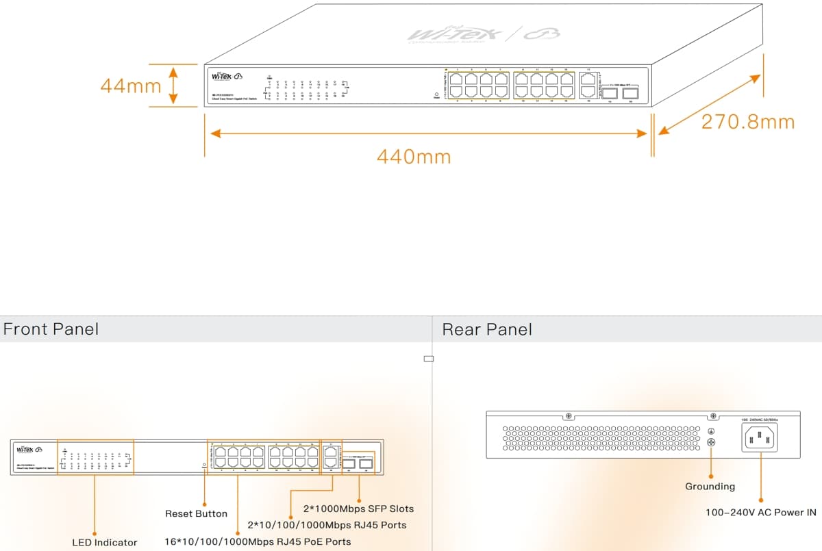 Wi-Tek WI-PCES320GFH Gbit Easy Smat Cloud PoE Switch