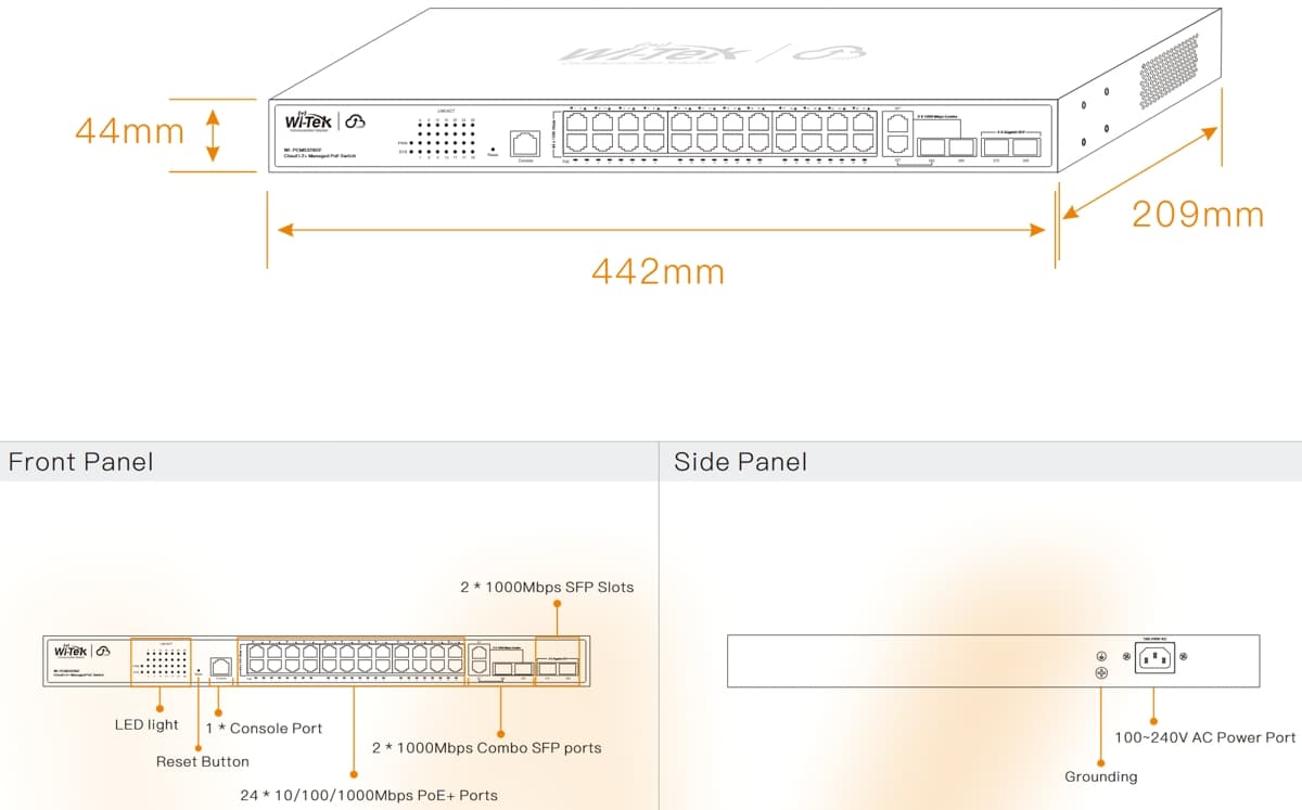 Wi-Tek WI-PCMS328GF V2 Gbit Cloud L2+ PoE Switch