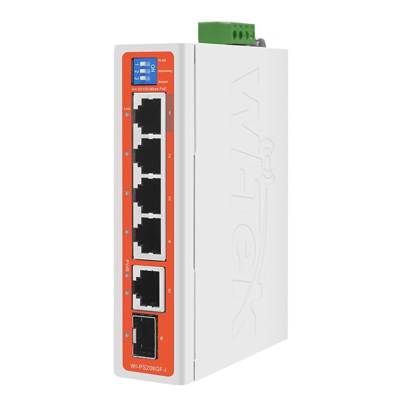 Wi-Tek WI-PS206GF-I V2 průmyslový PoE switch, 4x PoE