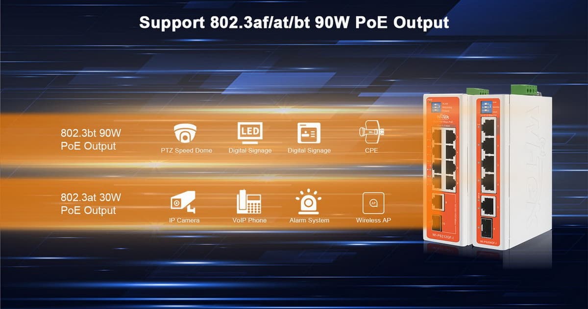 Wi-Tek WI-PS206GF-I V2 průmyslový PoE switch, 4x PoE