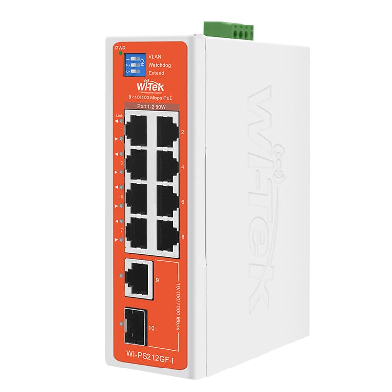 Wi-Tek WI-PS212GF-I V2 průmyslový PoE switch, 8x PoE
