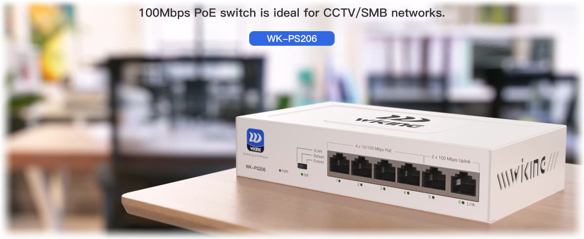 Wiking WK-PS206 PoE switch, 6x LAN/4x PoE, 45W