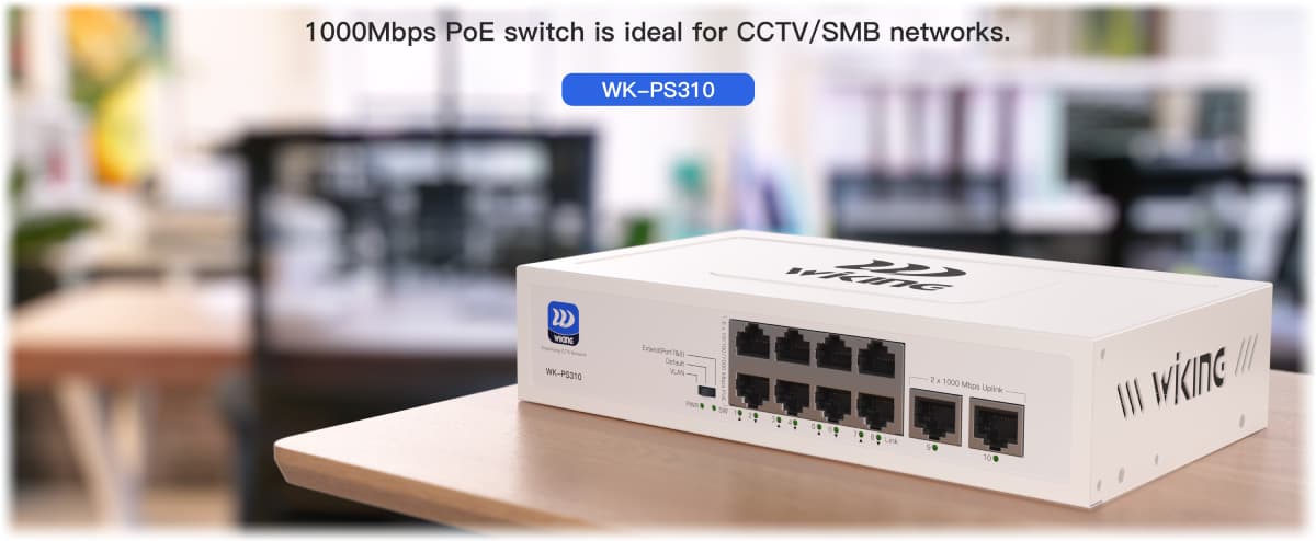 Wiking WK-PS310 PoE switch, 10x LAN/8x PoE, 1Gb, 76W