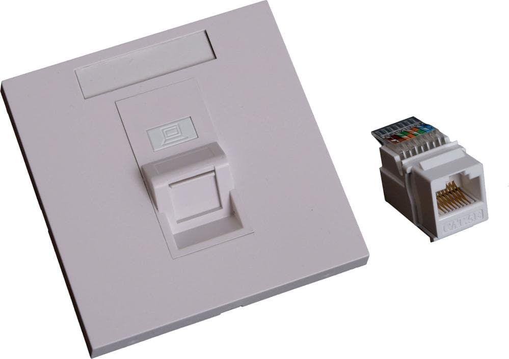 EuroLan UTP zásuvka pod omítku, 1x RJ45, 45°, bílá, Cat.5e keystone