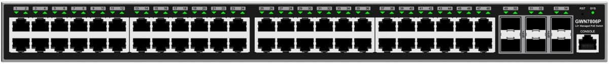 Grandstream GWN7806P Layer 2+ Managed Network PoE Switch, 48 portů / 6 SFP+