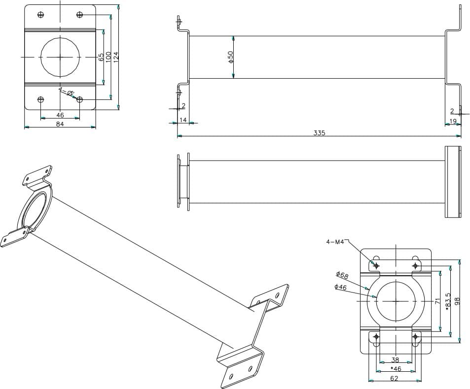 Hikvision DS-1691ZJ - Stropní držák pro PTZ kamery DS-2DE4AxxxIW-DE, 335mm