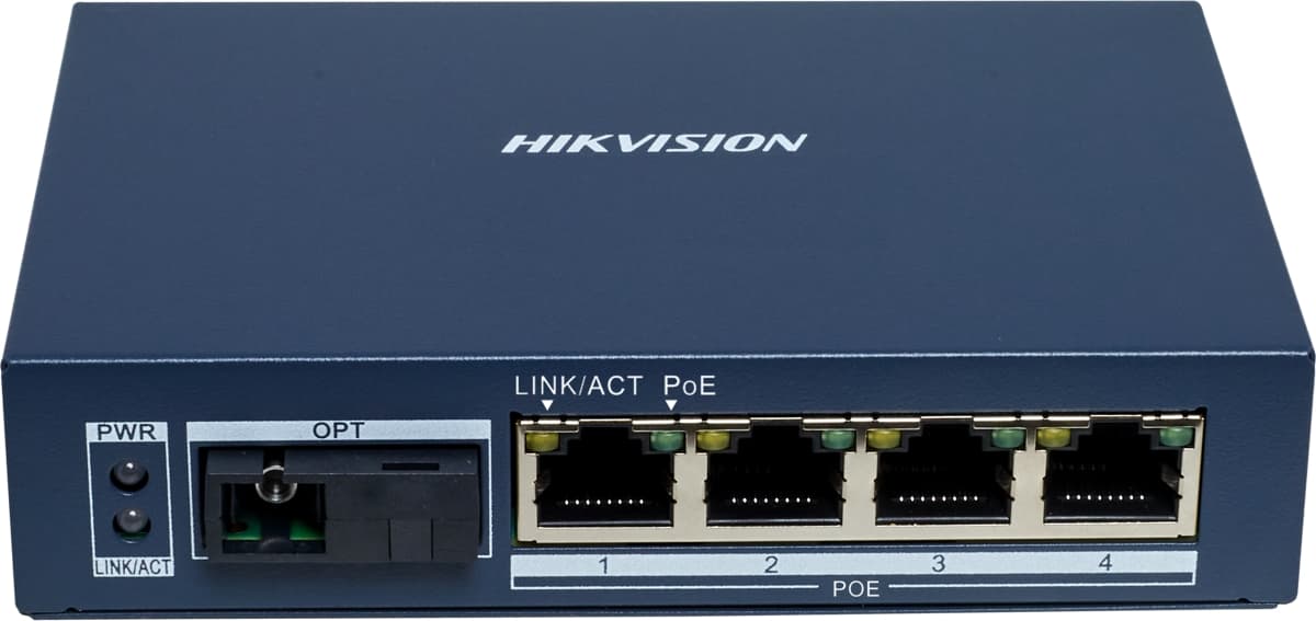 Hikvision DS-3D504TP-A Gbit Media Konvertor a PoE Switch