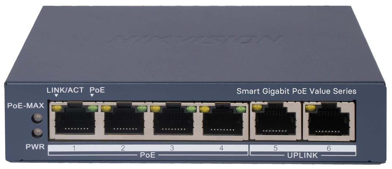 Hikvision DS-3E1506P-EI/M - smart switch, 4x GPOE, 2x GLAN, 45W