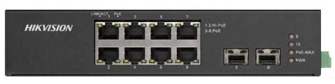 Hikvision DS-3T0510HP-E/HS Průmyslový PoE switch, 8x PoE, 110W