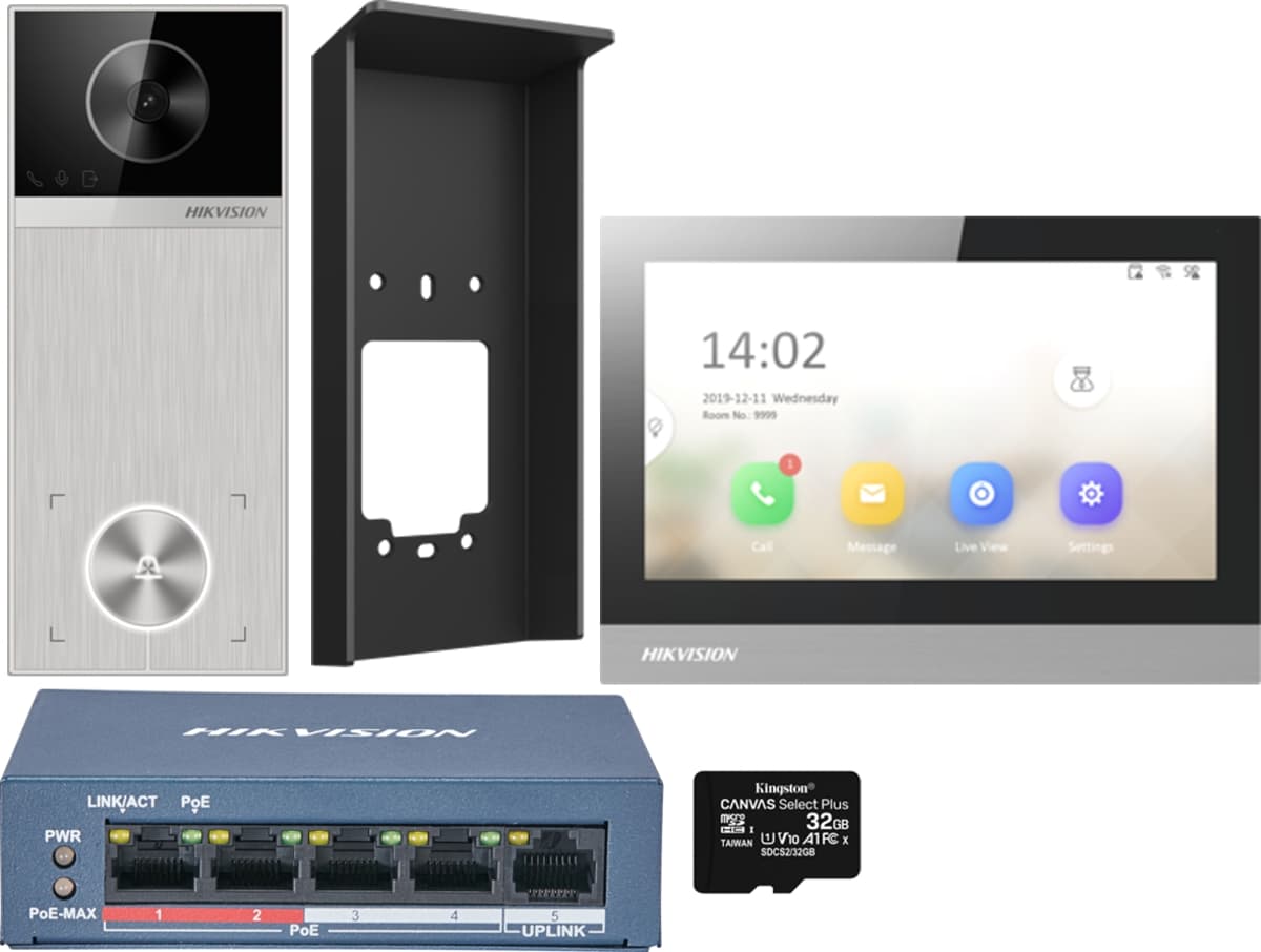 Hikvision DS-KIS613-S Kompletní Sada - Monitor+Dveřní Stanice+Switch