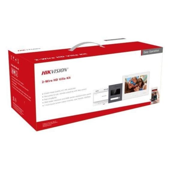 Hikvision DS-KIS704EY/Aluminium, kompletní sada monitor+dveřní stanice+zdroj, 2-drát