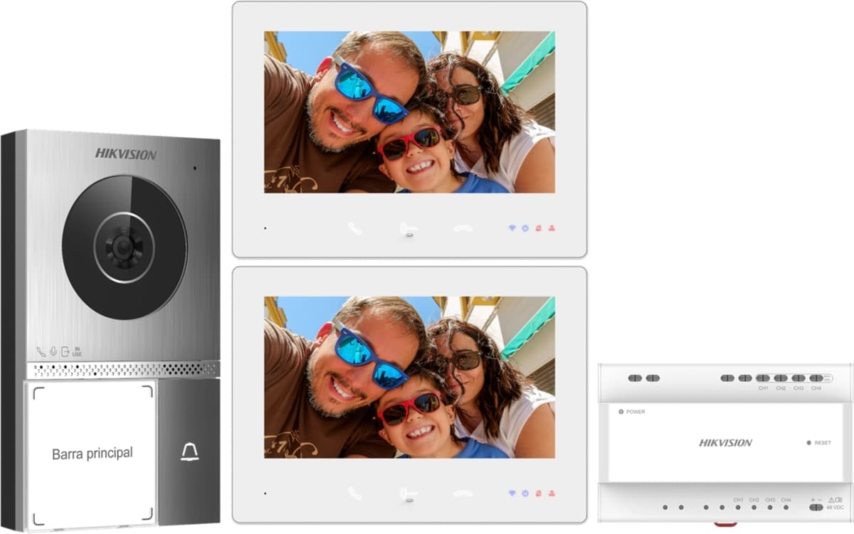 Hikvision DS-KIS705EY/2Monitors Kompletní Sada - 2x Monitor+Dveřní Stanice+Zdroj, 2-drát