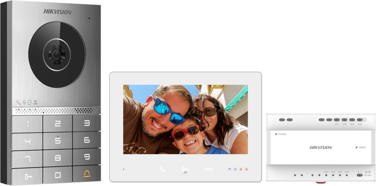 Hikvision DS-KIS706EY Kompletní Sada - Monitor+Dveřní Stanice s Klávesnicí+Zdroj, 2-drát