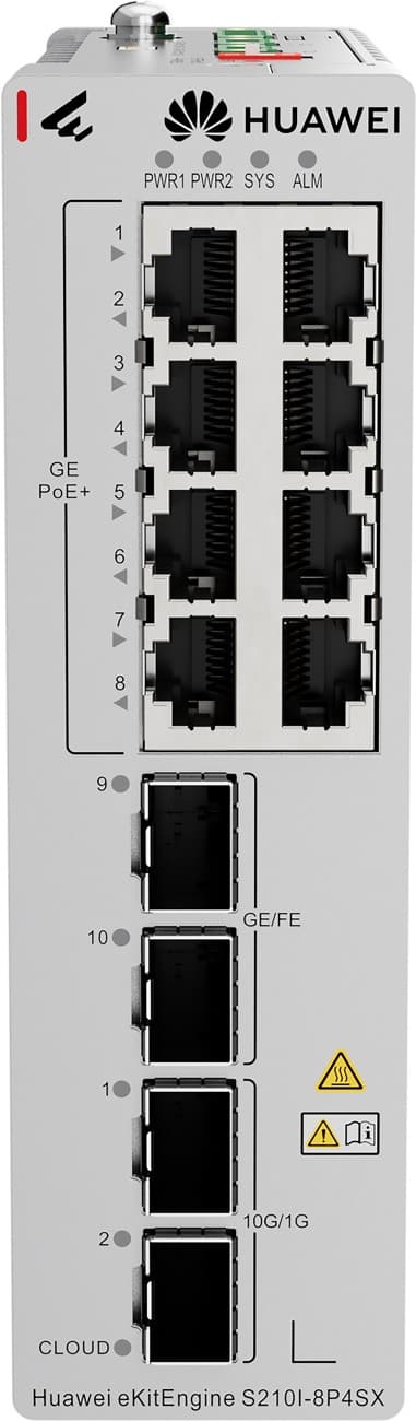 Huawei S210I-8P4SX Gigabitový PoE smart průmyslový switch, 2x SFP, 2x SFP+, redundantní napájení