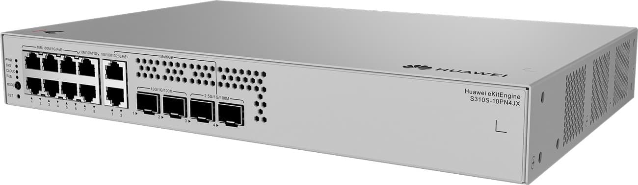 Huawei S310S-10PN4JX Gigabitový PoE switch, 8x GPOE, 2x 2.5G POE, 2x 2.5G SFP, 2x SFP+