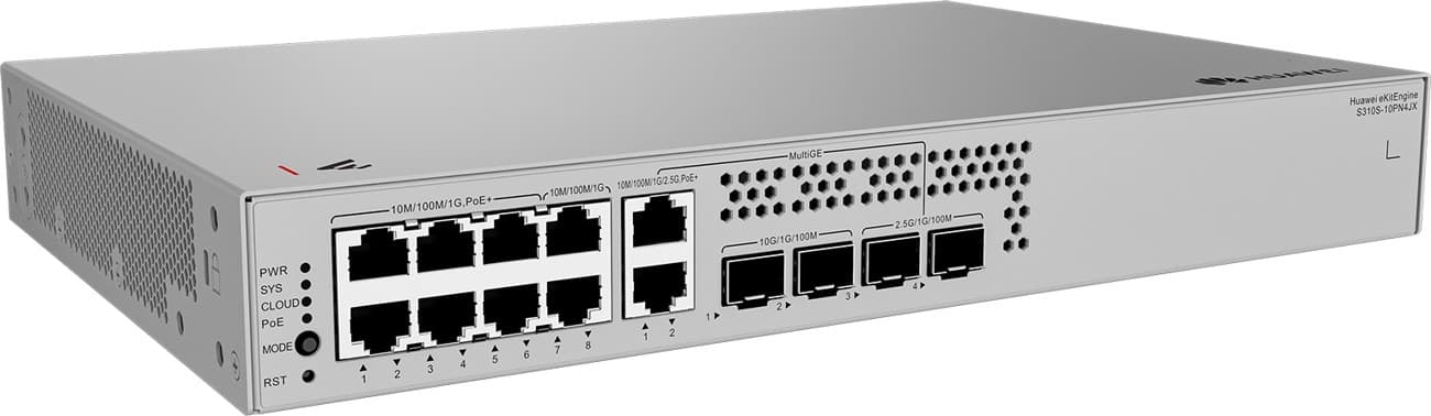 Huawei S310S-10PN4JX Gigabitový PoE switch, 8x GPOE, 2x 2.5G POE, 2x 2.5G SFP, 2x SFP+