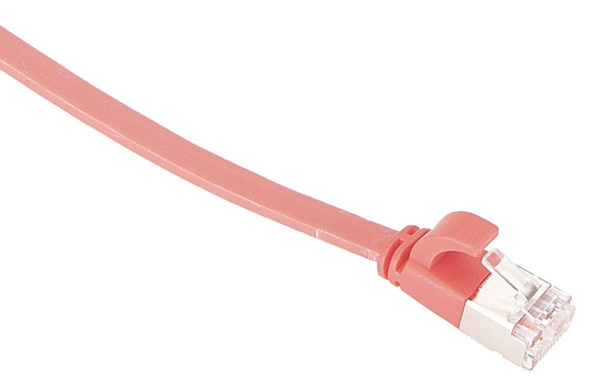 Masterlan comfort patch kabel U/FTP, flat, Cat6A, 0,25m, červený, LSZH