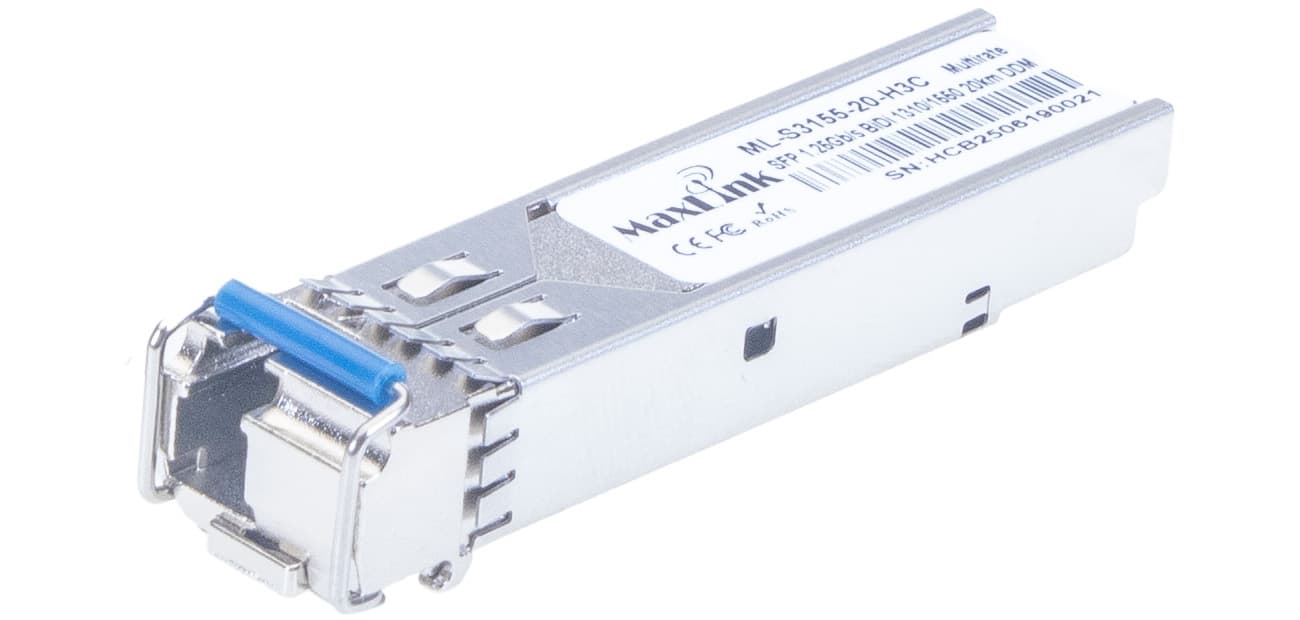 MaxLink 1.25G SFP optický HP modul, WDM(BiDi), SM, Tx 1310/Rx1550nm, 20km, 1x LC konektor, DDM, H3C kompatibilní