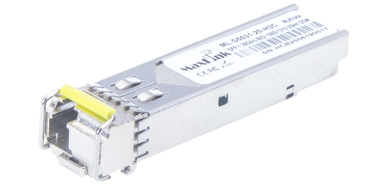 MaxLink 1.25G SFP optický HP modul, WDM(BiDi), SM, Tx 1550/Rx1310nm, 20km, 1x LC konektor, DDM, H3C kompatibilní