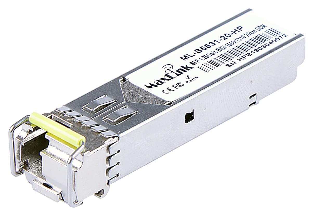 MaxLink 1.25G SFP optický HP modul, WDM(BiDi), SM, Tx 1550/Rx1310nm, 20km, 1x LC konektor, DDM, HP kompatibilní