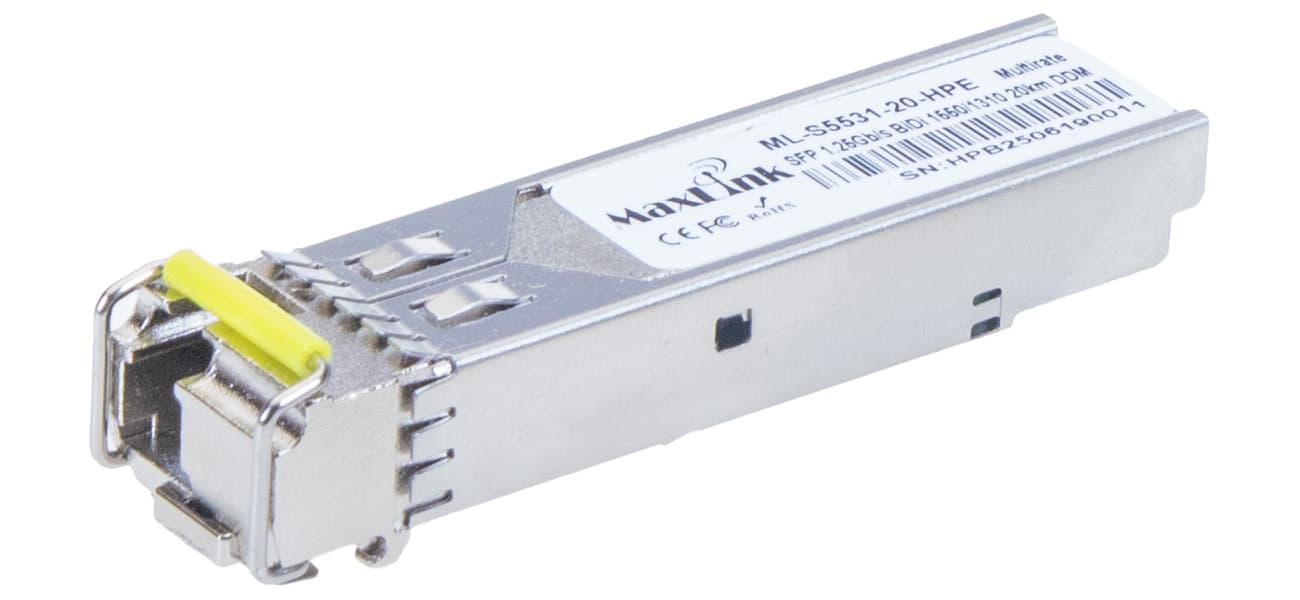 MaxLink 1.25G SFP optický HP modul, WDM(BiDi), SM, Tx 1550/Rx1310nm, 20km, 1x LC konektor, DDM, HPE kompatibilní
