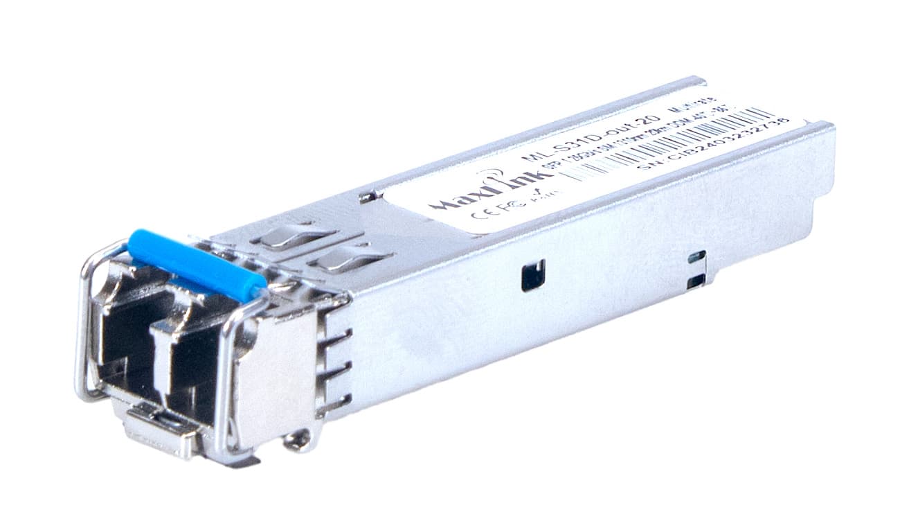 MaxLink 1.25G SFP optický modul, průmyslový -40°C +85°C, SM, 1310nm, 20km, 2x LC konektor, DDM