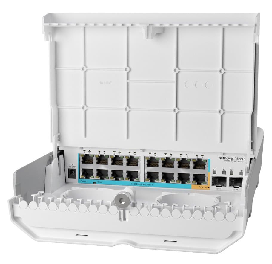 MikroTik CRS318-1Fi-15Fr-2S-OUT - netPower 15FR reverzní PoE switch