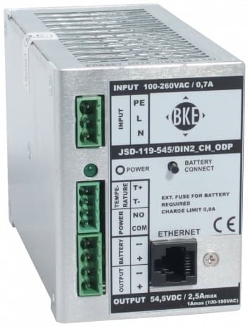 Napájecí zdroj/nabíječ na DIN lištu s dohledem BKE JSD-119-545/DIN2_CH_ODP 54,5 V, 120 W, 2,5 A, LAN port