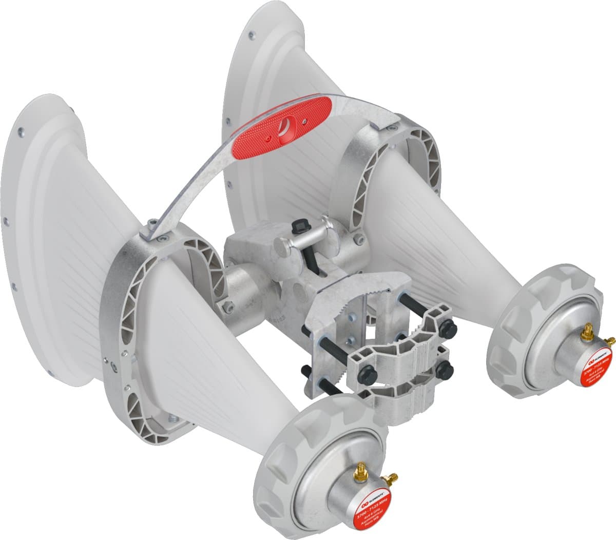 RF elements Asymetrická Horn Wideband anténa 4x4 MIMO, RSMA, 5/6GHz, 17dBi, 60°